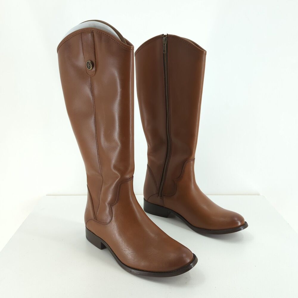 Frye Women 7 Marissa Medallion Boots Brown Cognac Western Zip Tall Leather NEW
